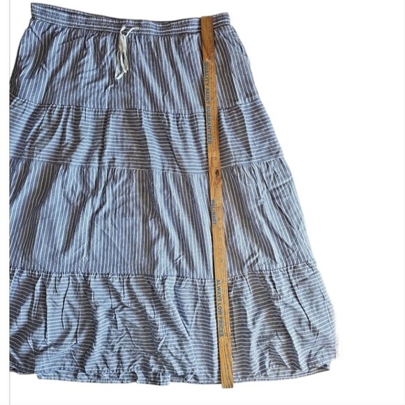 NWT Striped Tiered Maxi Skirt Sz XXL Navy White Boho Coastal Cottagecore - Picture 10 of 13